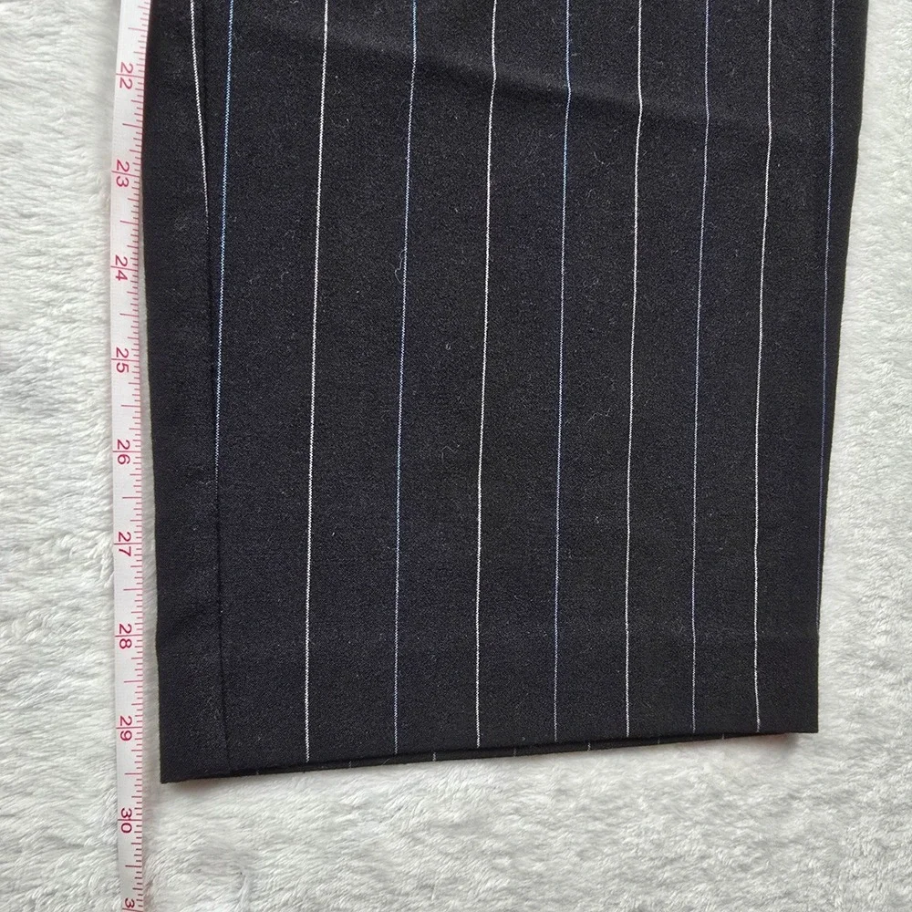 Dialogue Womens Black Pinstripe Wide Leg Dress Pants Side Zip Size 14